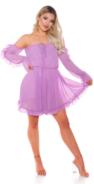 Off-Shoulder Babydoll Dress Lilac